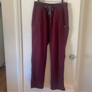 Figs High Waisted Yola Burgundy Skinny‎ Scrub Pants